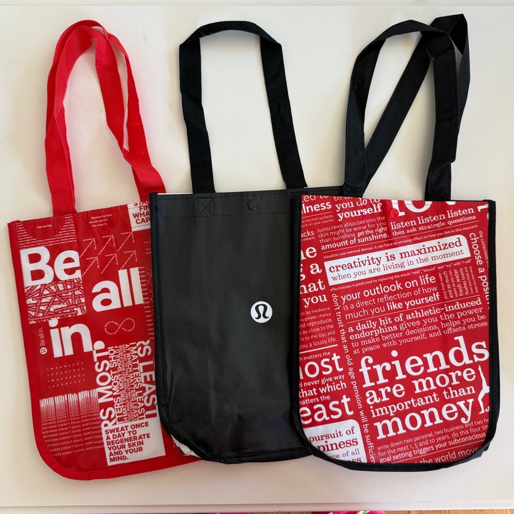 Set of 3 Lululemon Small Reusable Tote Bags